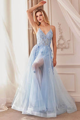 Floral Embroidered Prom Gown